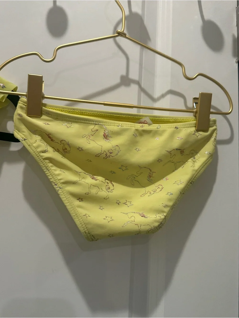 Limited Too Yellow Unicorn Ruffle Bikini Set with Rainbow Strap